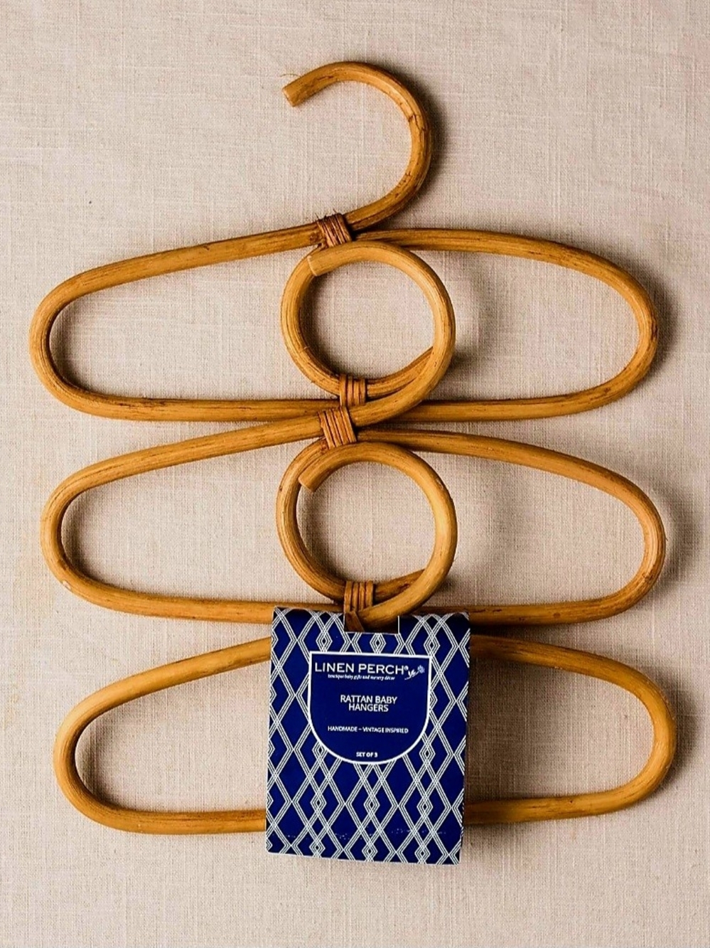 3 NWOT Vintage Bamboo Rattan Wooden Adult Hangers Closet Organization BOHO Chic